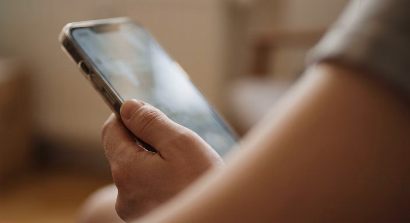 A person reading microbiome results on a phone